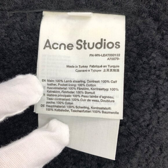 Acne Studios Black shearling leather zip-up jacket - Picture 7 of 8